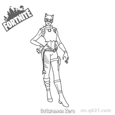 Free printable Catwoman Zero 01 Coloring Page - Free PDF Printable Fortnite Coloring Sheets coloring page